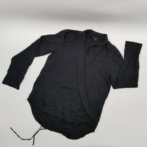 Theory | Faux Wrap Black Silk Top - S